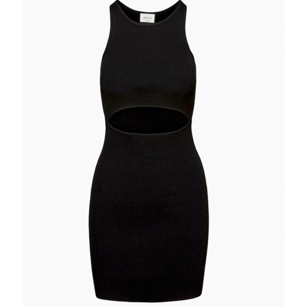 Wilfred Free • S • Cut Out Knit Tank Mini Dress Black